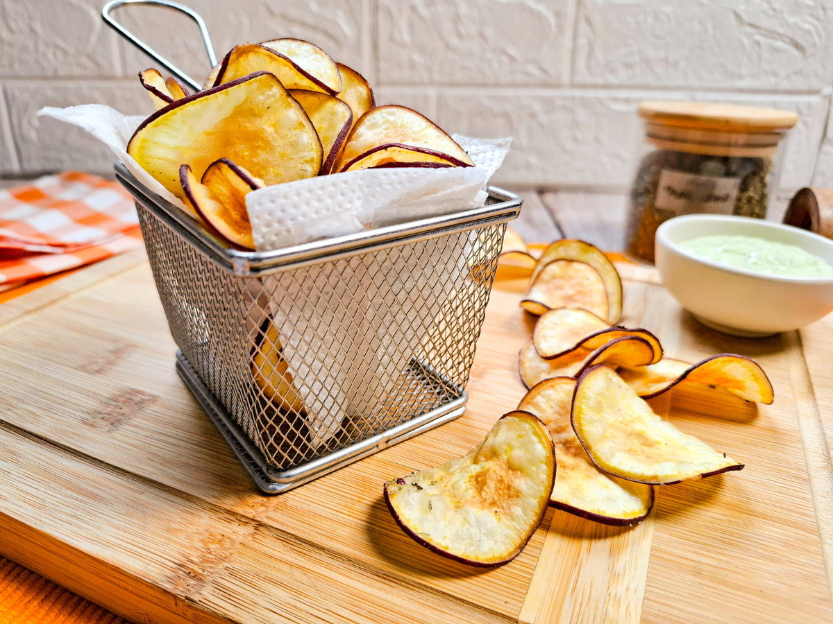 Chips de batata-doce no forno