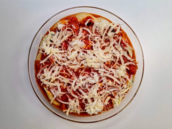 Conchiglione pronta para ir ao forno.