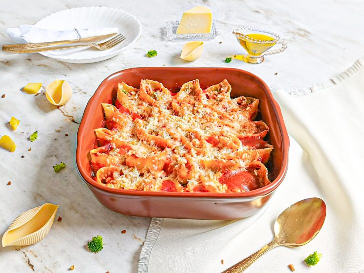 Conchiglione gratinado e pronto.