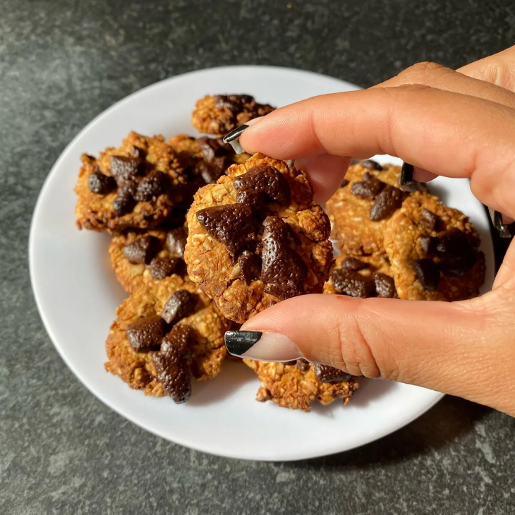 Cookies de amendoim e chocolate com aveia