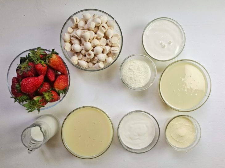 Ingredientes para o copo da felicidade.