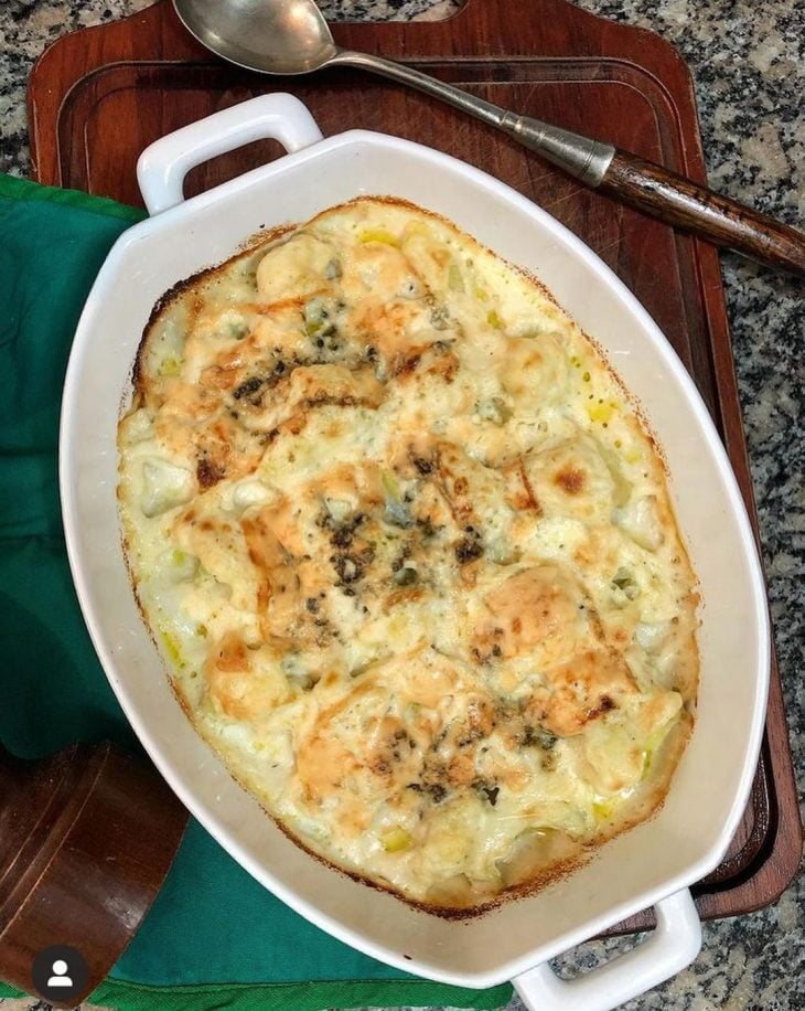 Couve-flor gratinada com gorgonzola