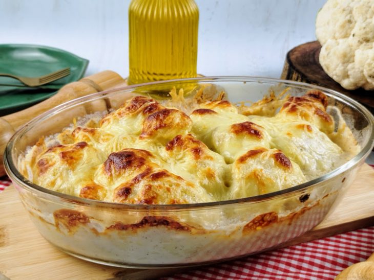 Couve-flor gratinada pronta para consumo.