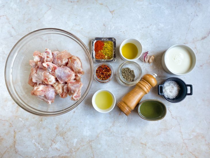 Ingredientes reunidos para o preparo da receita.
