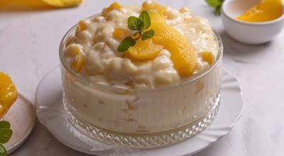 Creme belga com pêssego