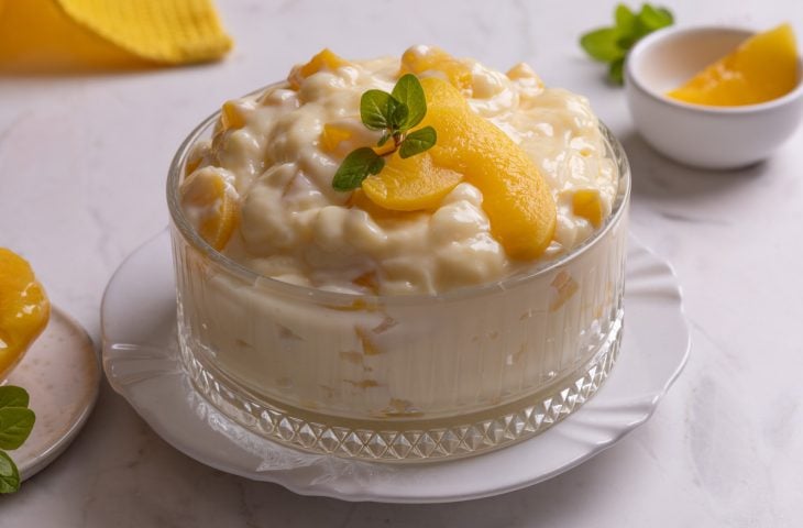 Creme belga com pêssego