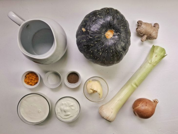 Ingredientes para o creme de abóbora.