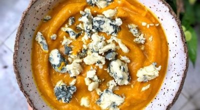 Creme de abóbora assada com gorgonzola
