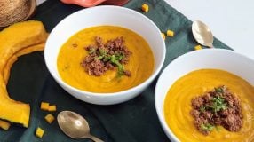 Creme de abóbora com carne moída