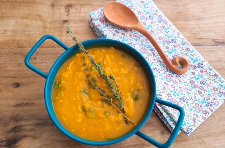 Creme de abóbora com frango desfiado
