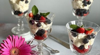 Creme de mascarpone com frutas vermelhas