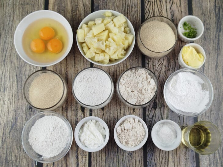 Ingredientes reunidos para o preparo da receita.