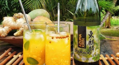 Drink de manga com saquê