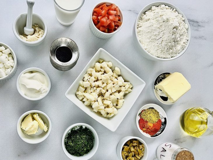 Ingredientes reunidos para o preparo da receita.