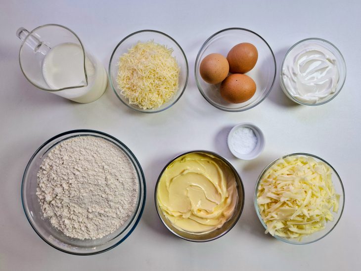ingredientes para preparo de empada de queijo.