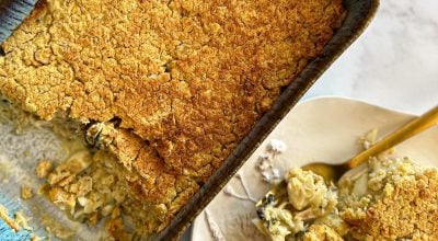Empanado de grão-de-bico com bacalhau