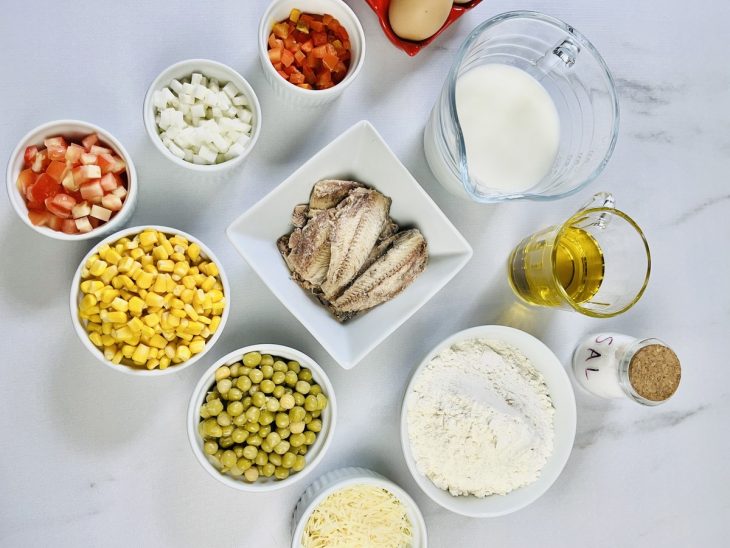 Ingredientes reunidos para o preparo da receita.
