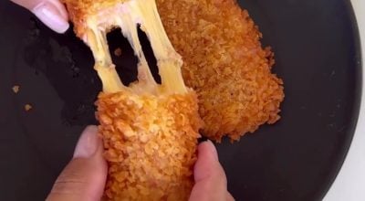 Enroladinho de queijo e presunto frito