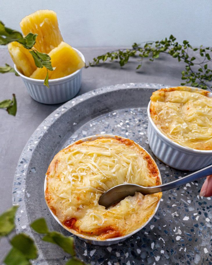 Escondidinho de camarão com cream cheese