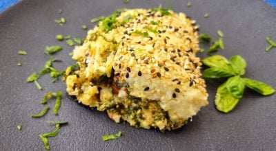 Escondidinho de frango e espinafre com batata-doce