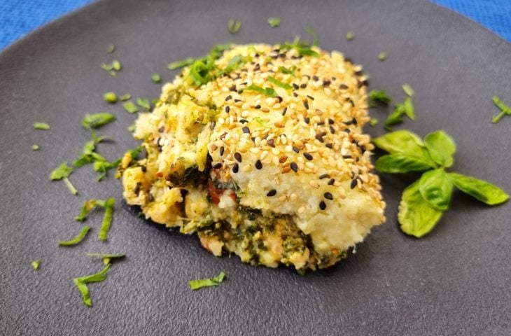 Escondidinho de frango e espinafre com batata-doce