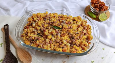 Farofa de cuscuz com calabresa