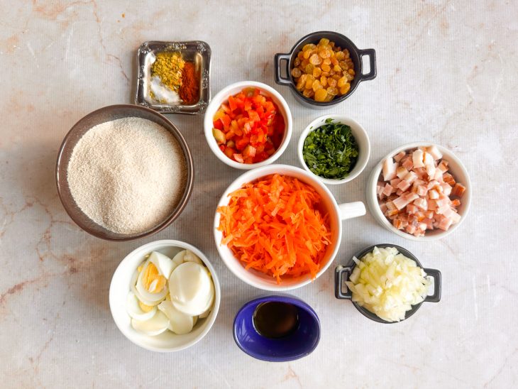 Ingredientes na bancada.