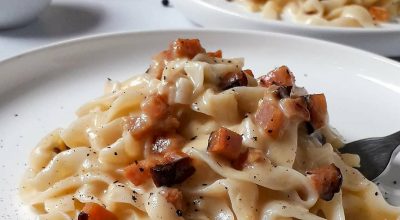 Fettuccine konjac à carbonara