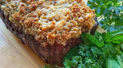 Filé mignon com crosta de panko e ervas