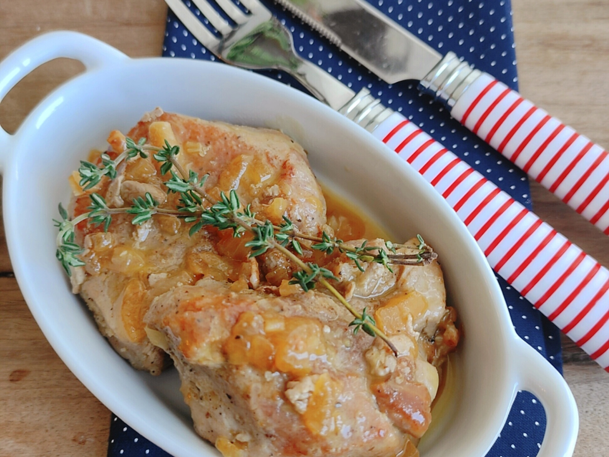 Filé mignon suíno ao molho de laranja