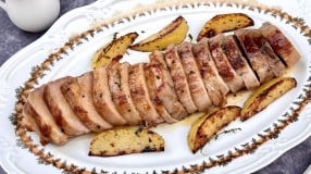 Filé mignon suíno com molho de laranja e mel