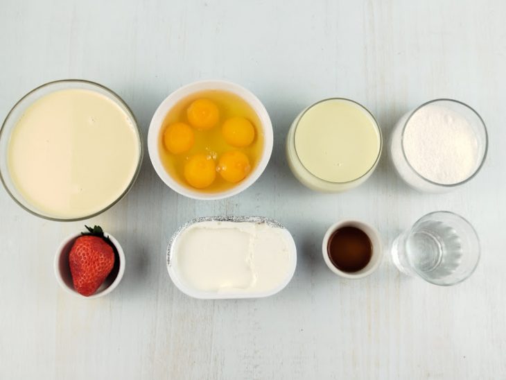 Ingredientes reunidos para o preparo da receita.