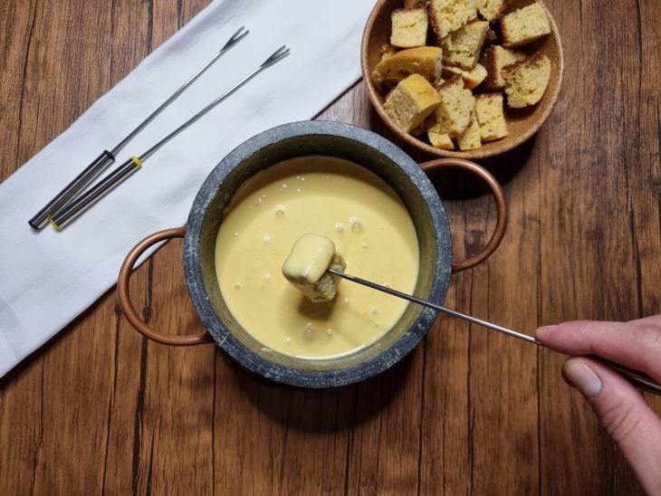 Fondue de queijo finalizado.