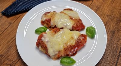Frango à parmegiana sem fritura