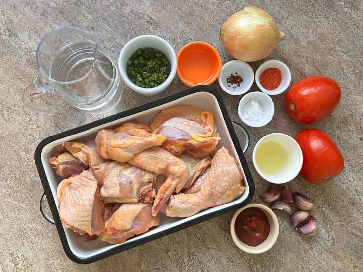 Ingredientes reunidos para o preparo da receita.