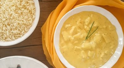 Frango ao requeijão e cúrcuma