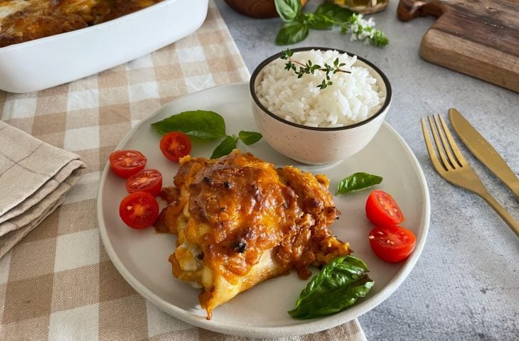 Frango assado com creme de cebola