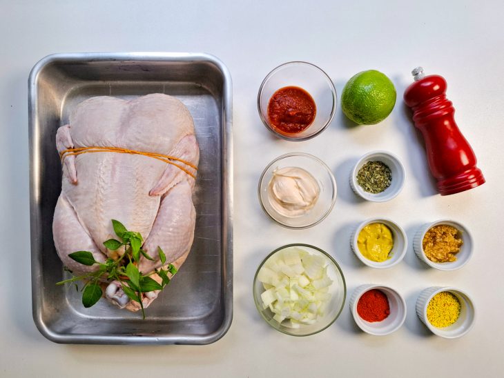 Ingredientes reunidos para o preparo da receita.