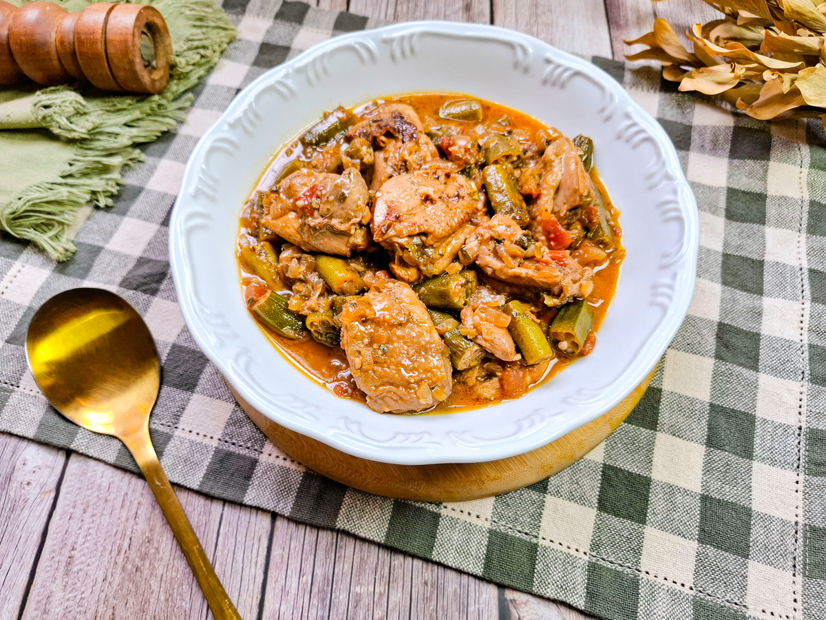 Frango com quiabo sem baba