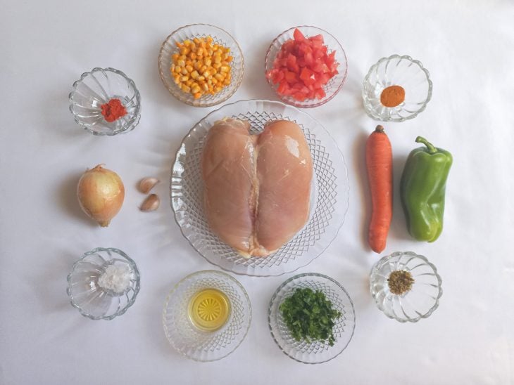 Ingredientes para a receita reunidos.