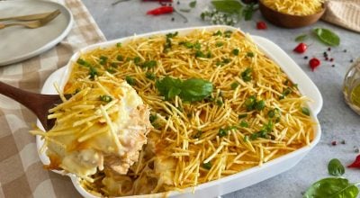 Fricassê de frango com creme de milho