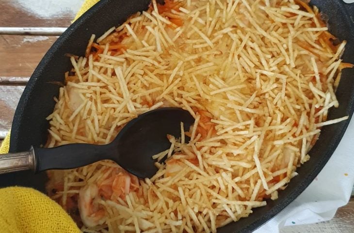 Fricassê de palmito com alho-poró