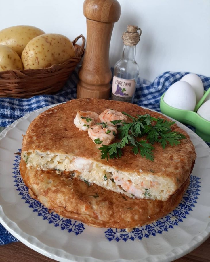 Fritada de camarão com batata