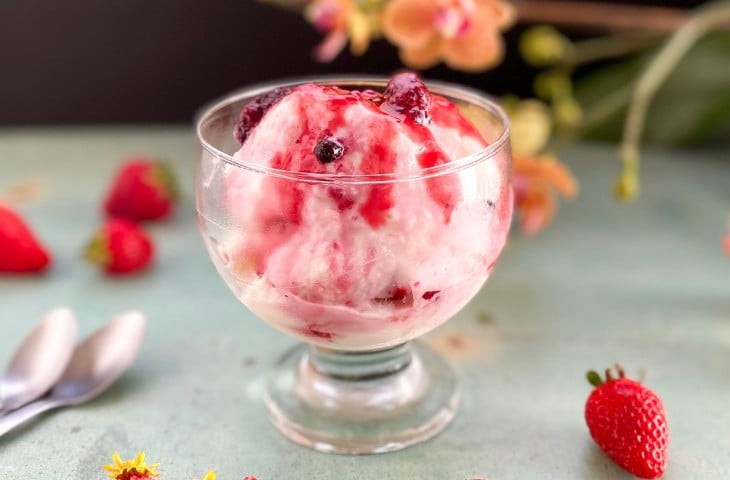Frozen de iogurte com frutas vermelhas