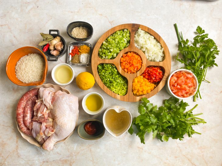 Ingredientes reunidos para o preparo da receita.