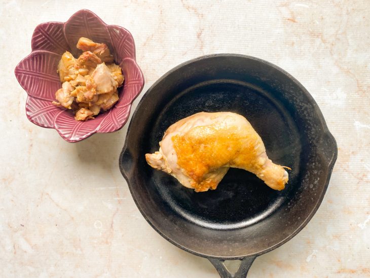 Pedaços de frango reservados.