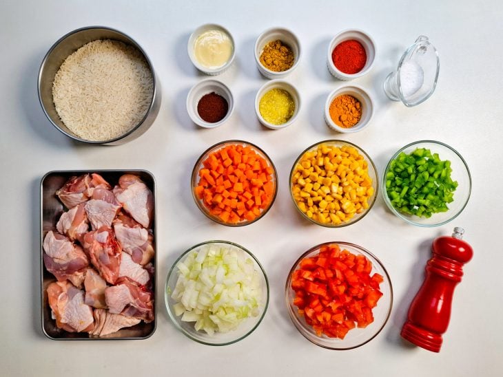 mise en place para galinhada tradicional