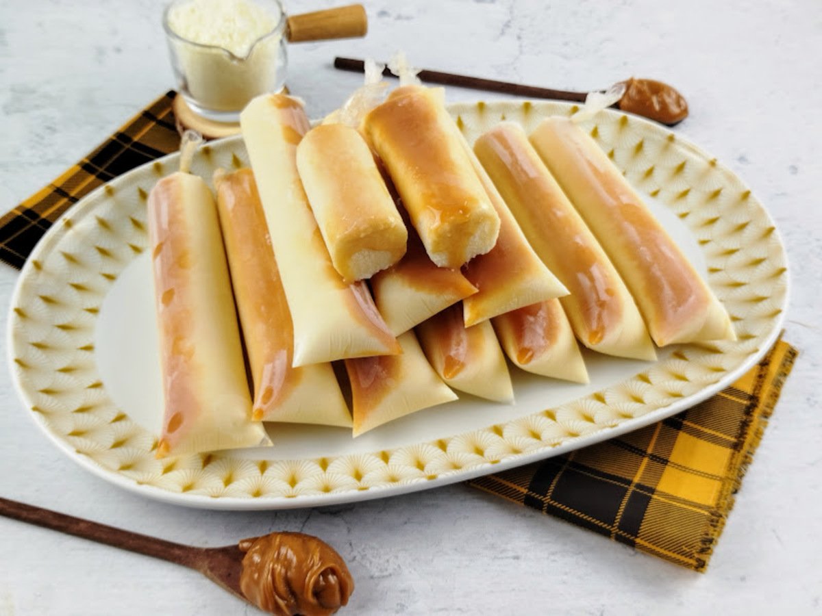Geladinho de leite Ninho com doce de leite