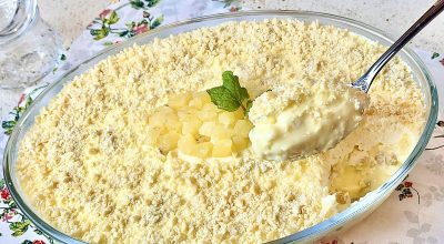 Gelado de abacaxi com chocolate branco