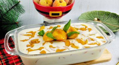 Gelado de pêssego especial de Natal